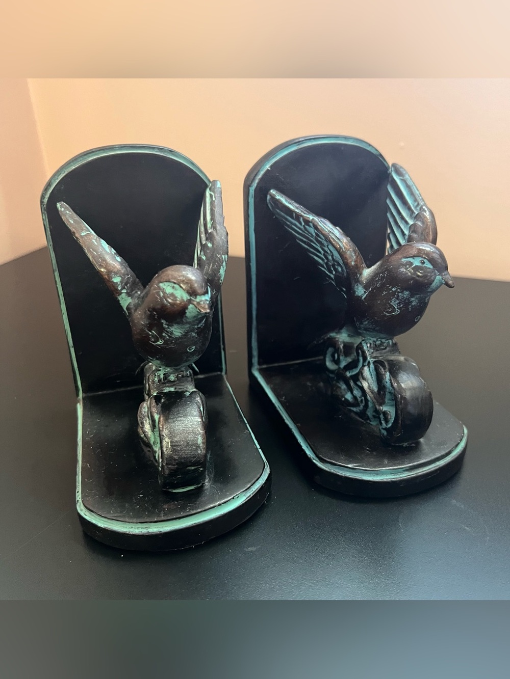 Wooden Birds Bookends